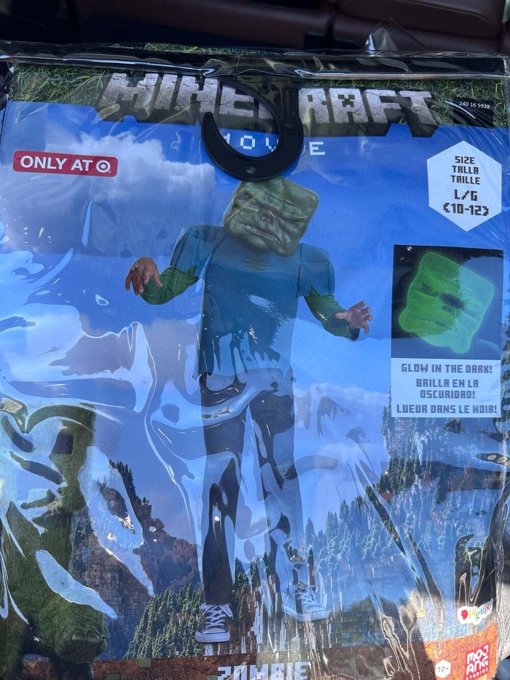 Minecraft Zombie Glow In The Dark Child Costume Size L 10-12